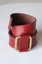 L'AIGLON Rounded Square Slip Buckle Leather Belt