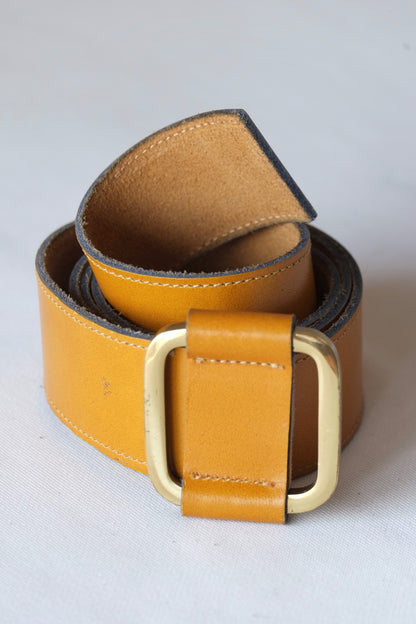 L'AIGLON Rounded Square Slip Buckle Leather Belt