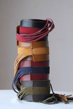 L'AIGLON Leather & Suede Tassels Belt