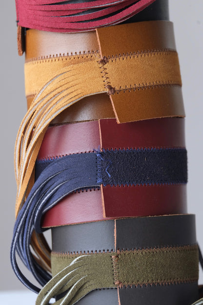 L'AIGLON Leather & Suede Tassels Belt