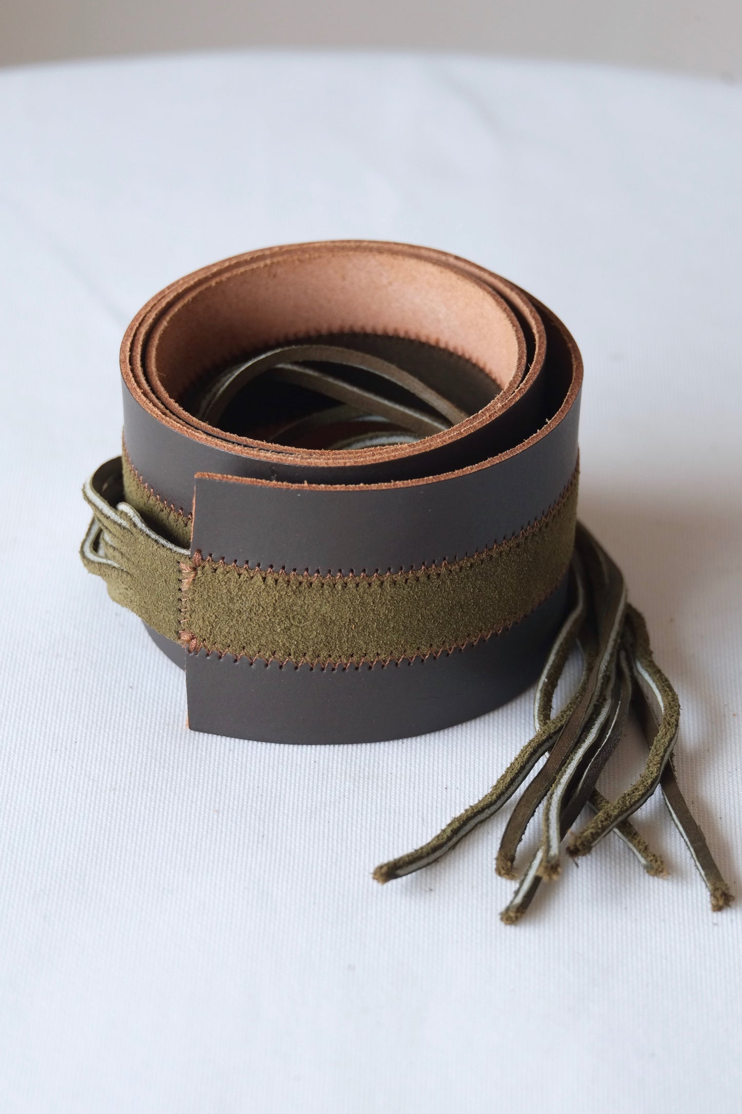 L'AIGLON Leather & Suede Tassels Belt