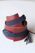 L'AIGLON Leather & Suede Tassels Belt