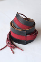 L'AIGLON Leather & Suede Tassels Belt