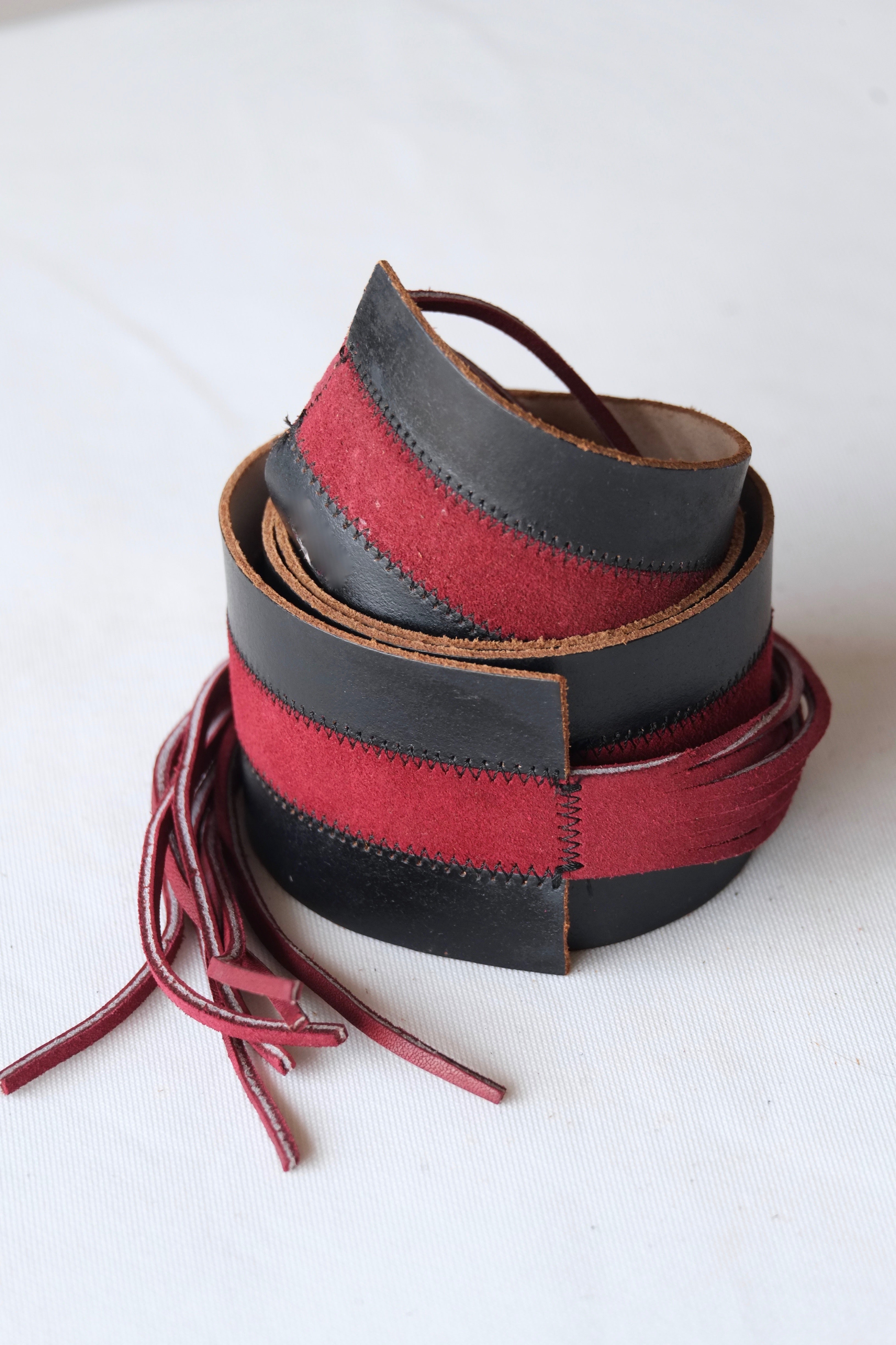 L'AIGLON Leather & Suede Tassels Belt