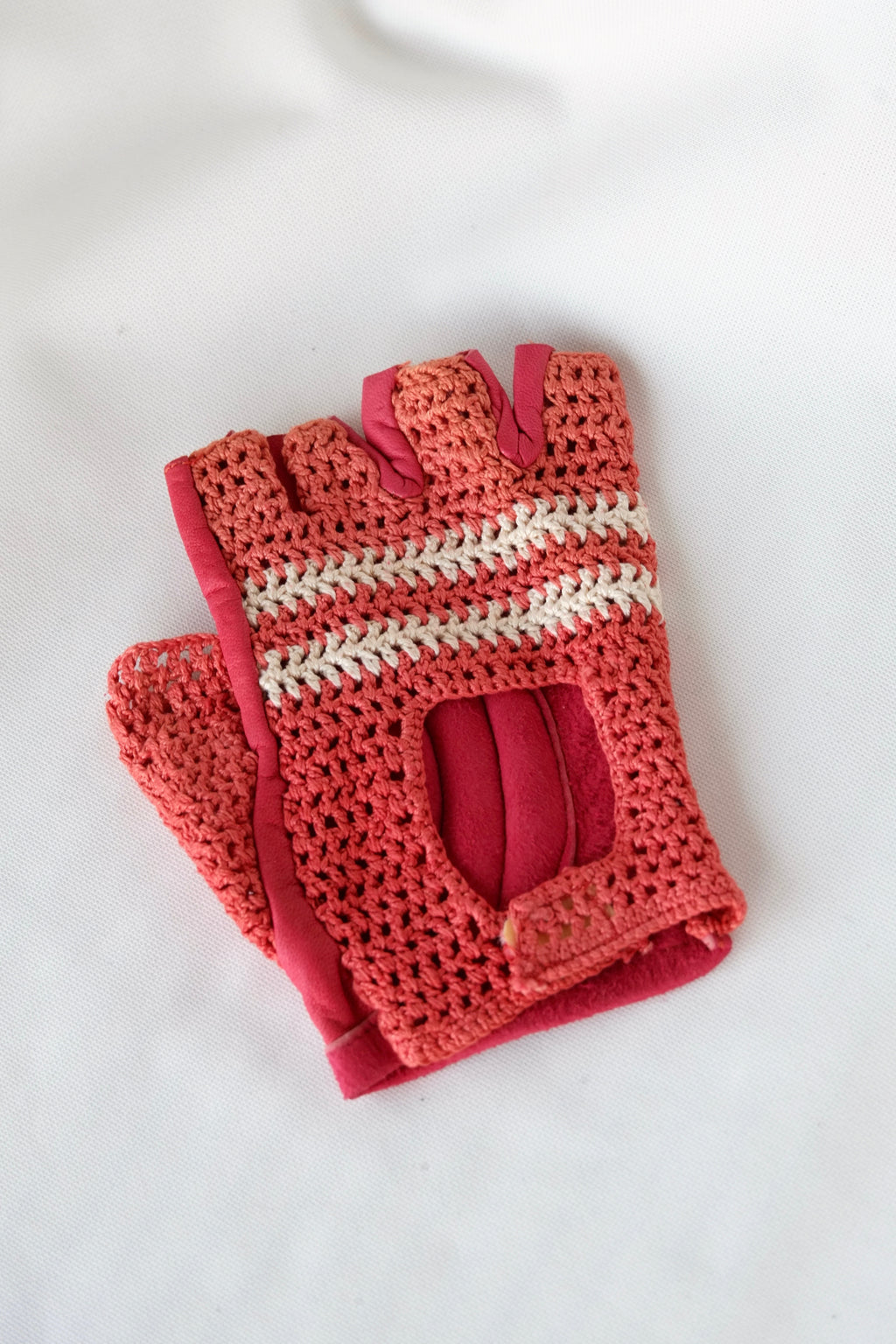 KNIT & Leather Half Finger Glove