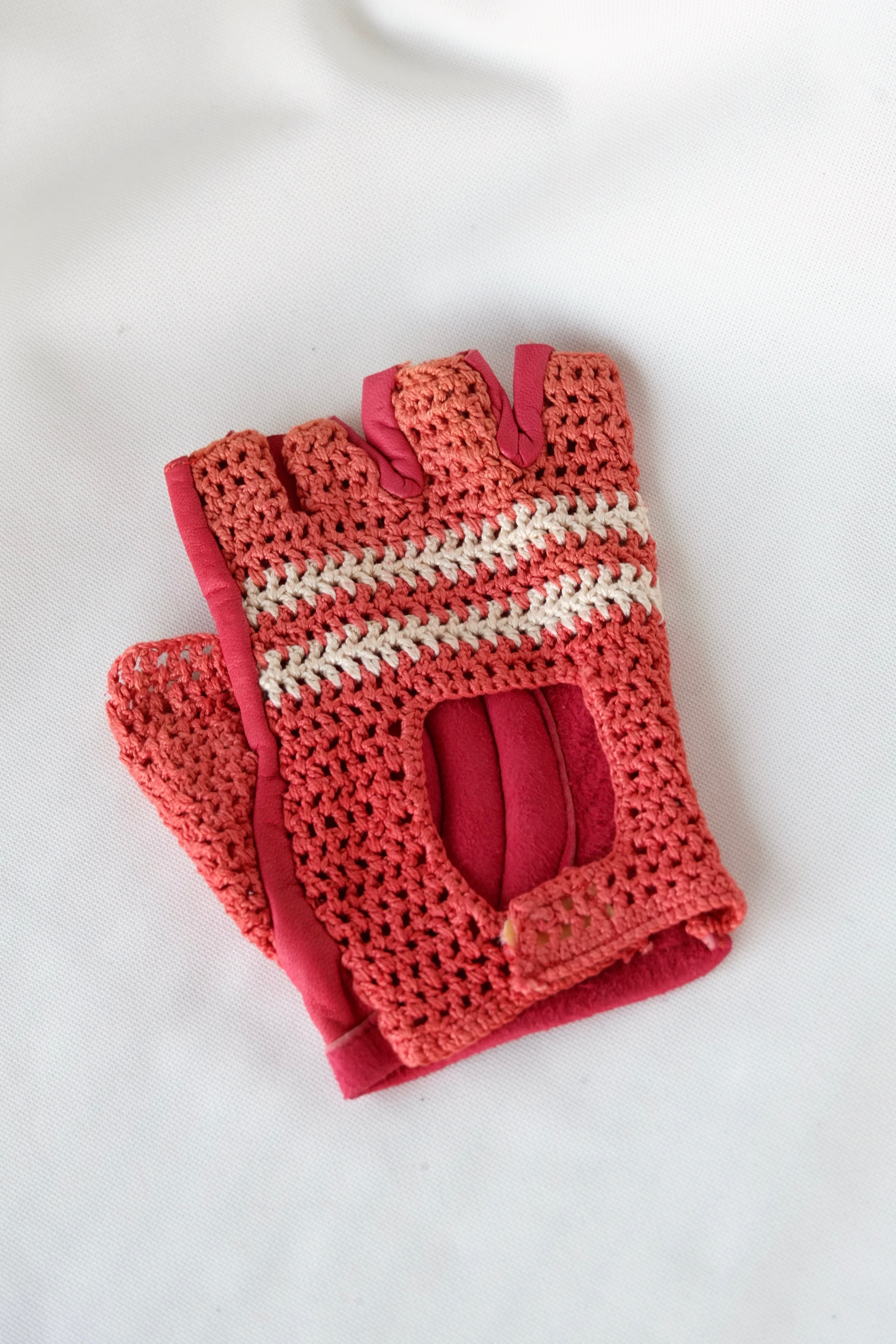 KNIT & Leather Half Finger Glove