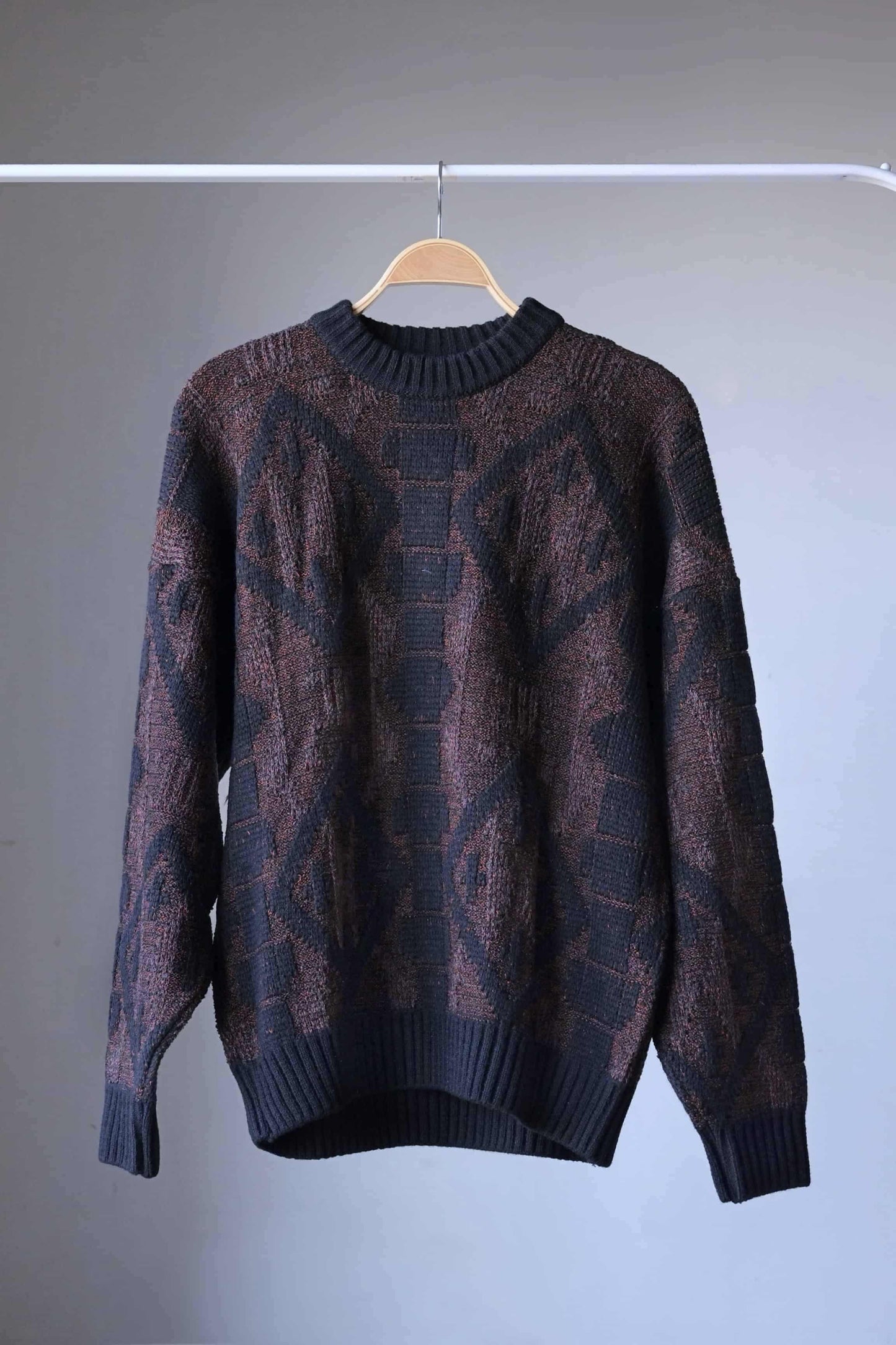 Vintage 90's Jacquard Pattern Sweater brown black