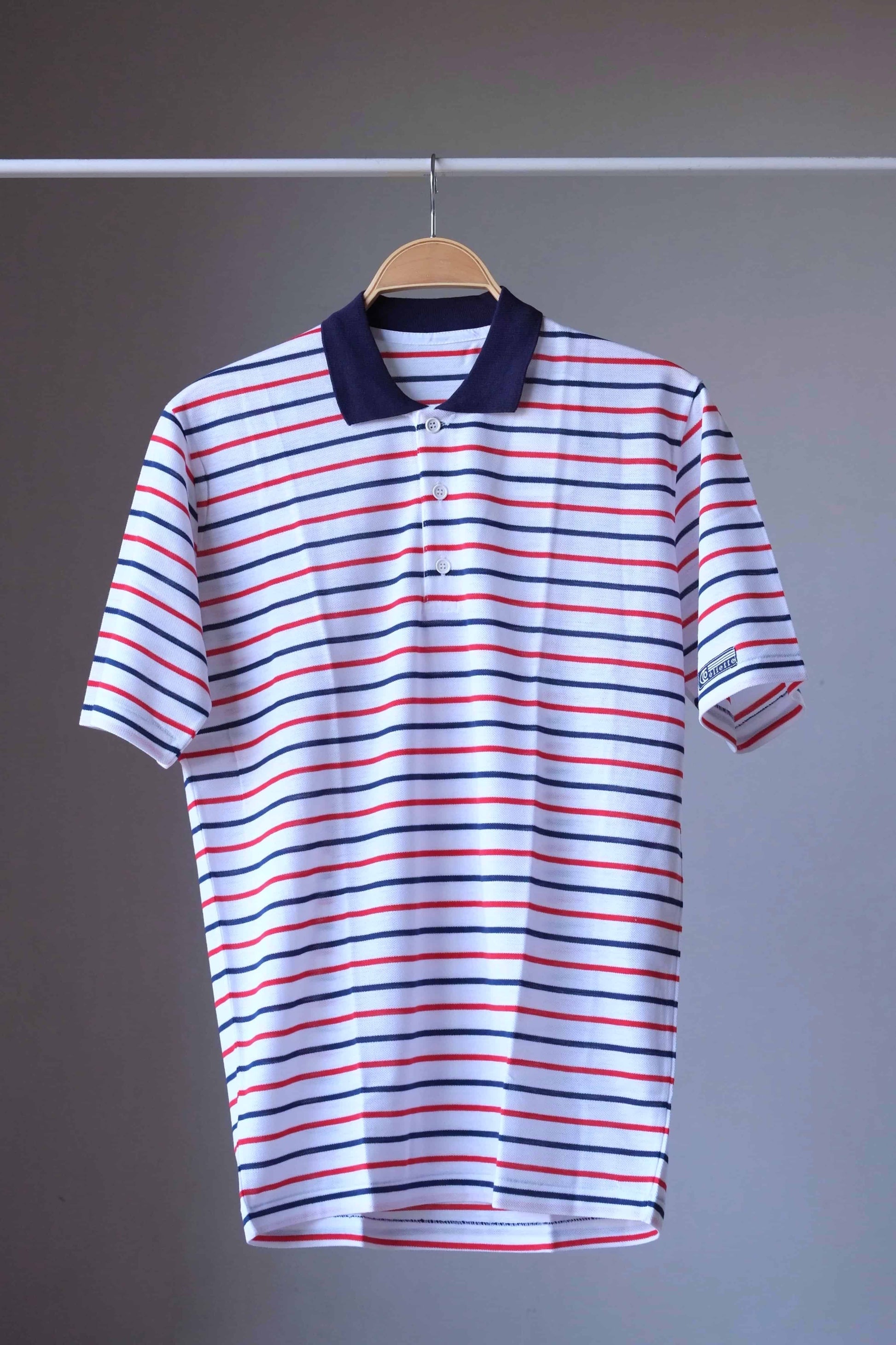 80's Tennis Striped Polo red navy
