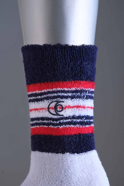 French Terry Crew Socks navy red