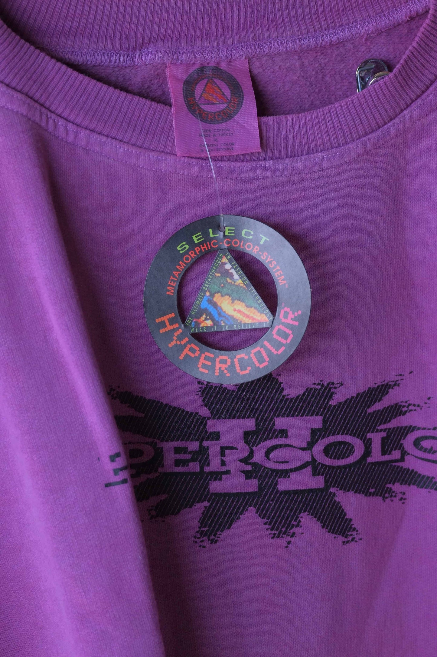 90's Hypercolor Color Changing Sweatshirt label tag