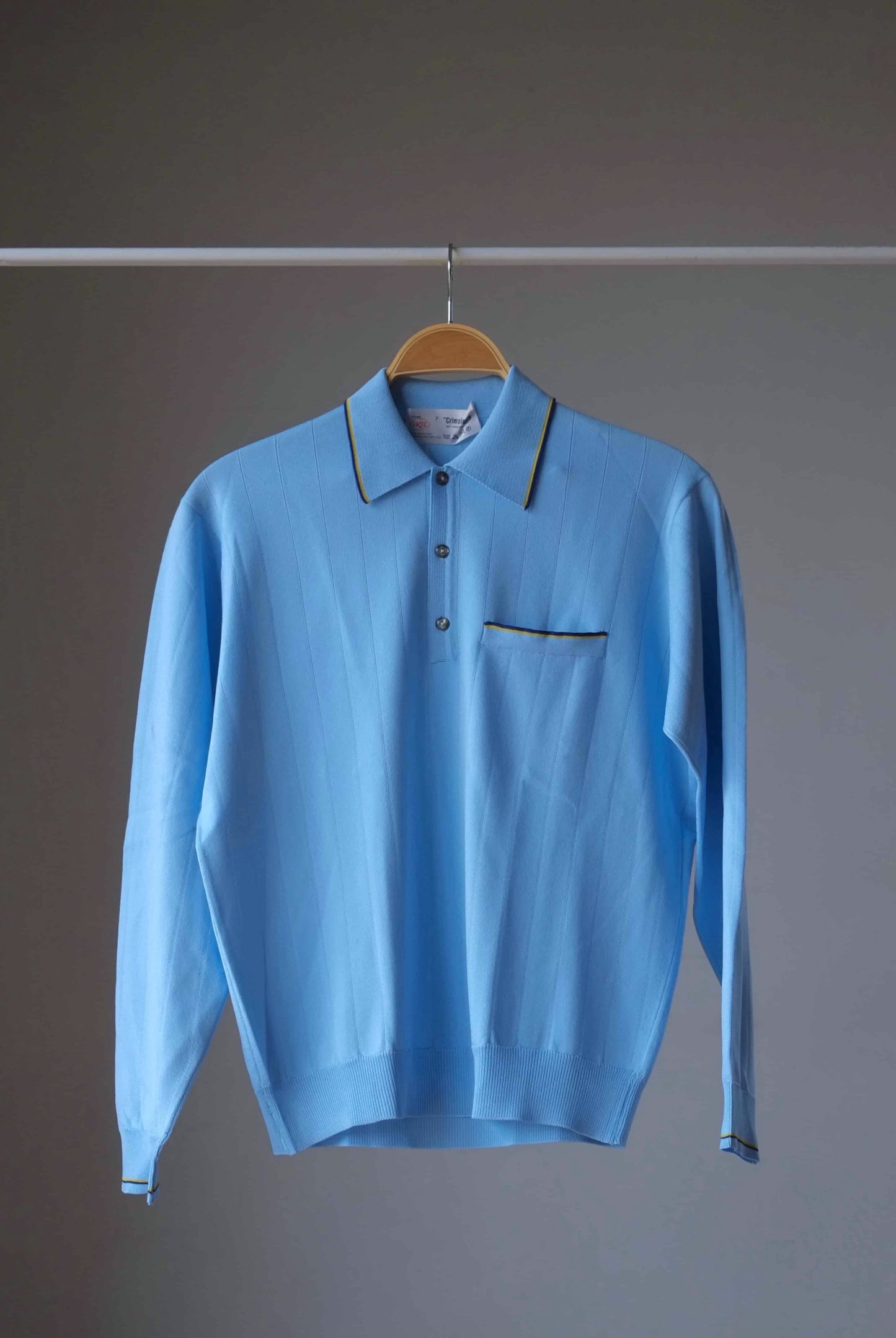  Vintage 70's Long Sleeves Knit Polo blue