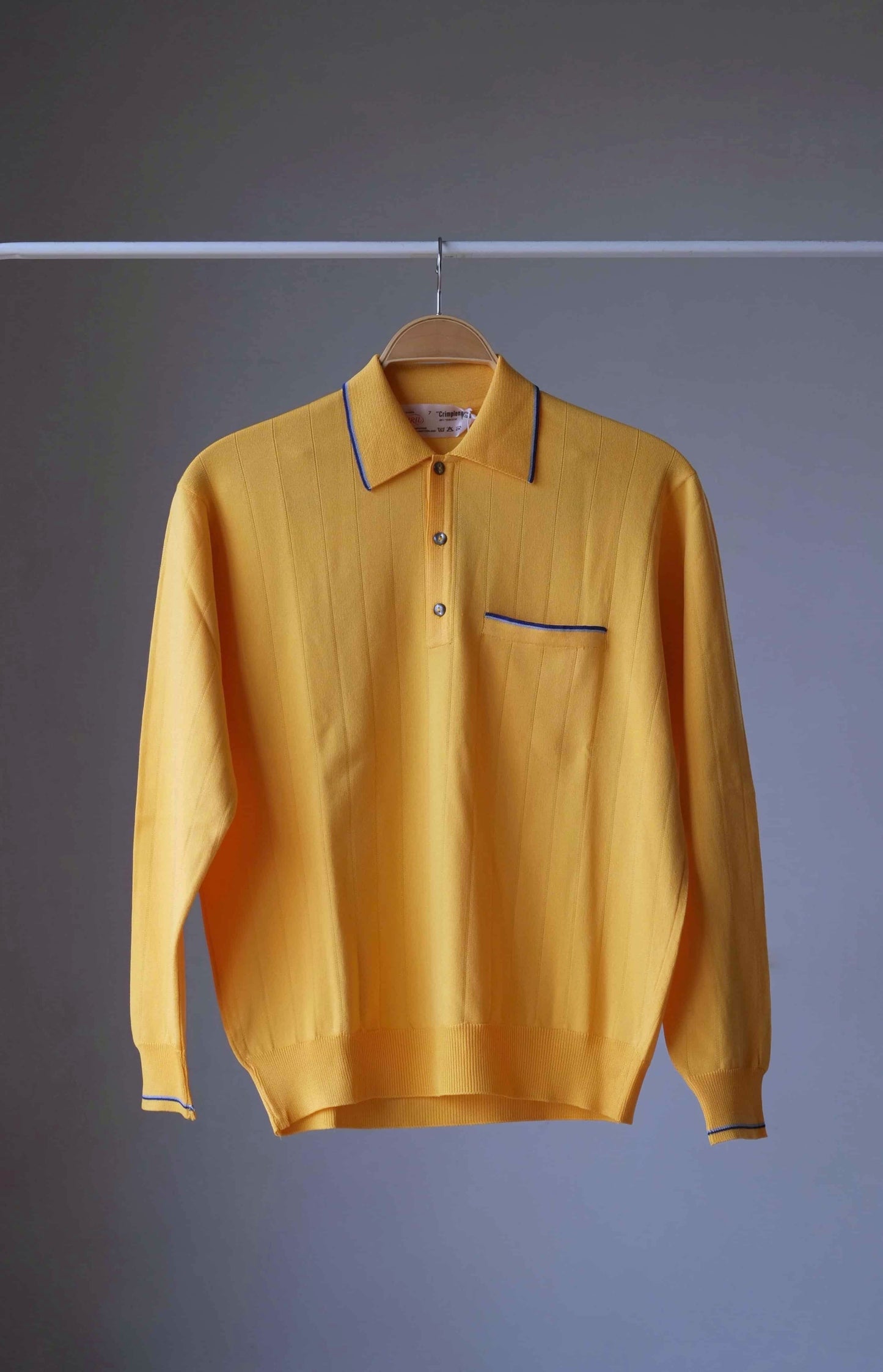  Vintage 70's Long Sleeves Knit Polo yellow