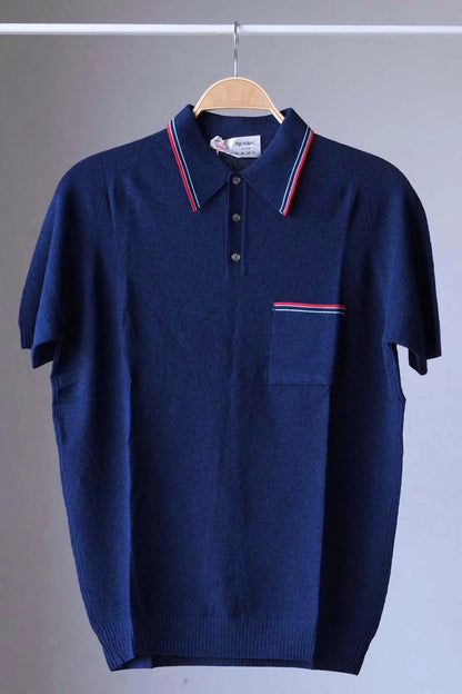70's Mousse Knit Polo Shirt navy
