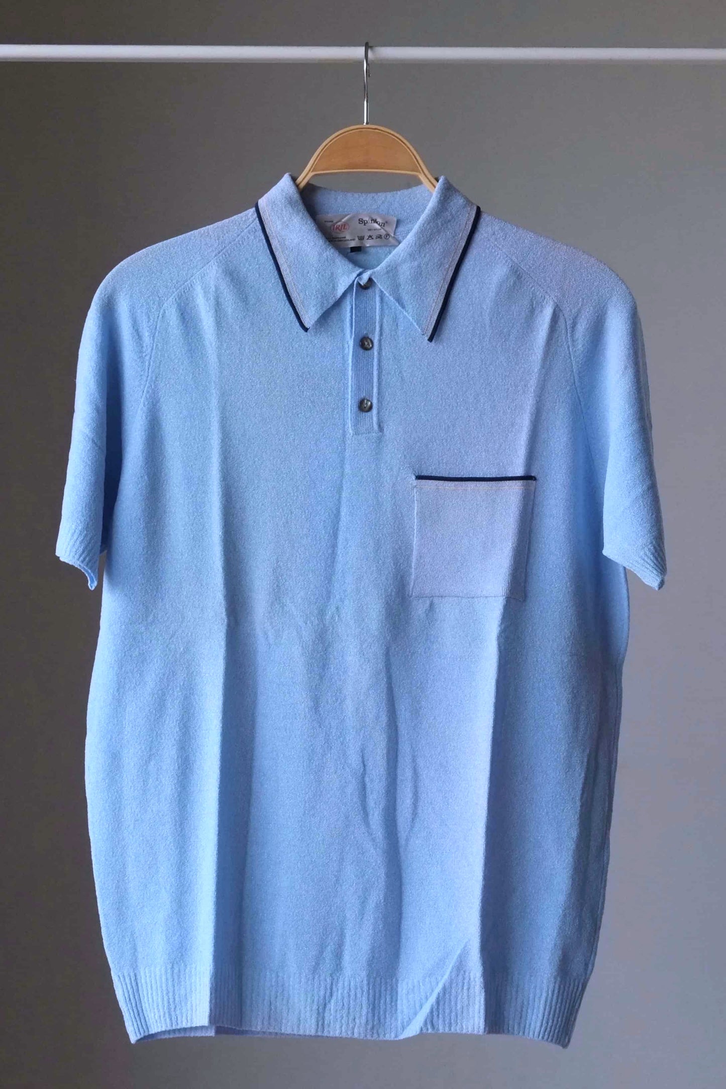 70's Mousse Knit Polo Shirt blue