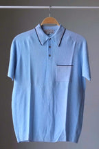 70's Mousse Knit Polo Shirt blue