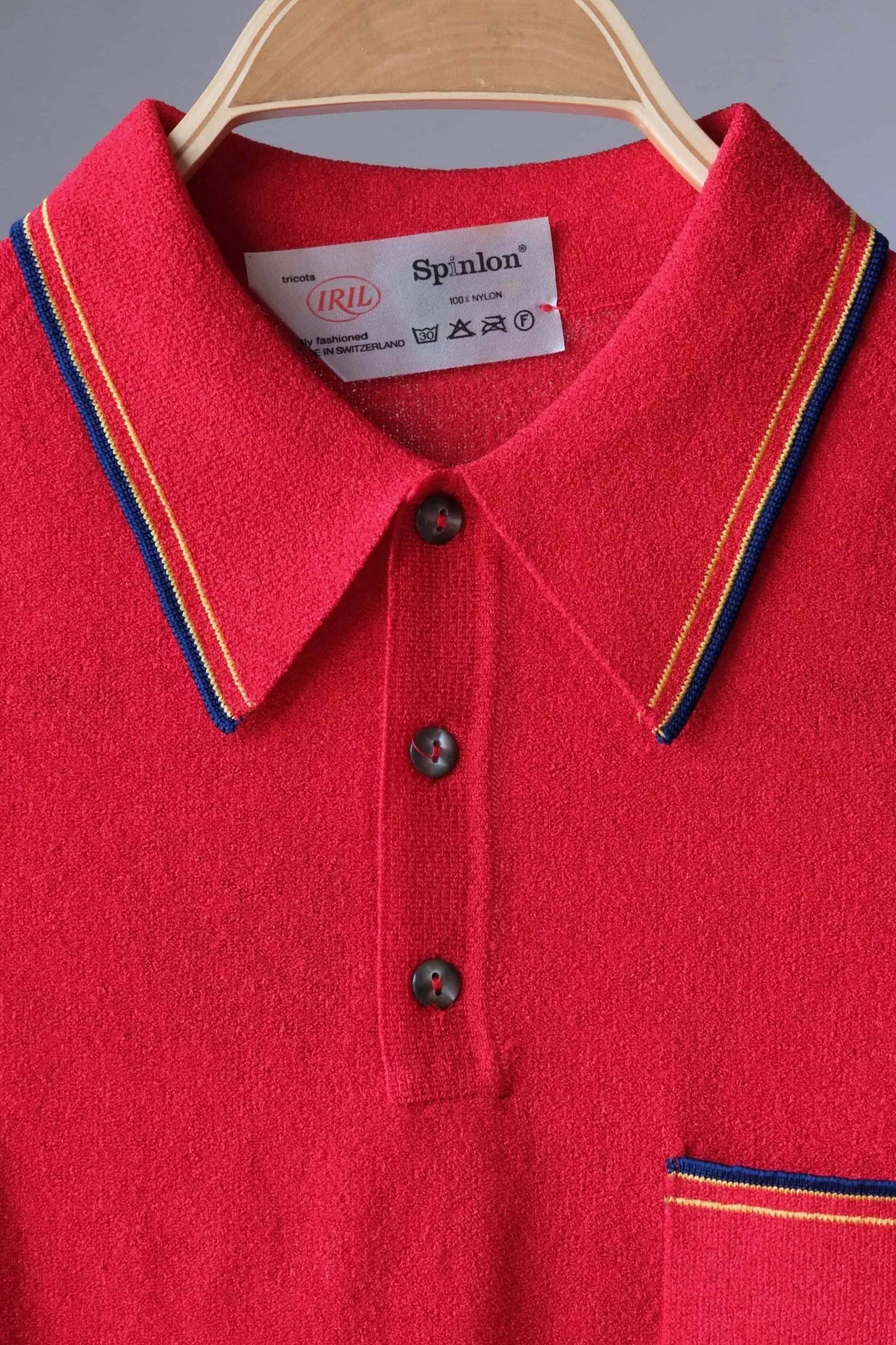 70's Mousse Knit Polo Shirt red close up