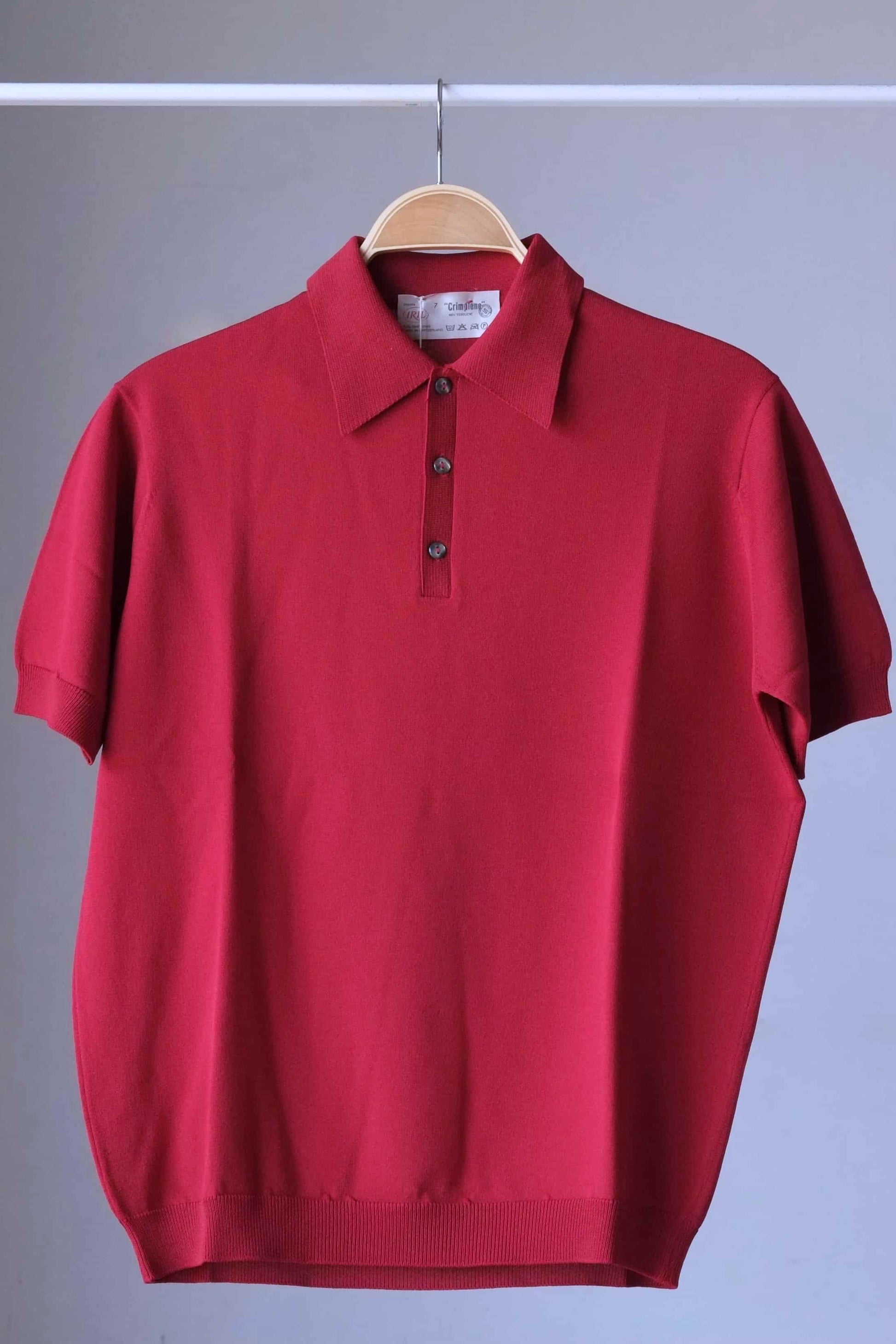 Knitted 70's Polo Shirt ruby