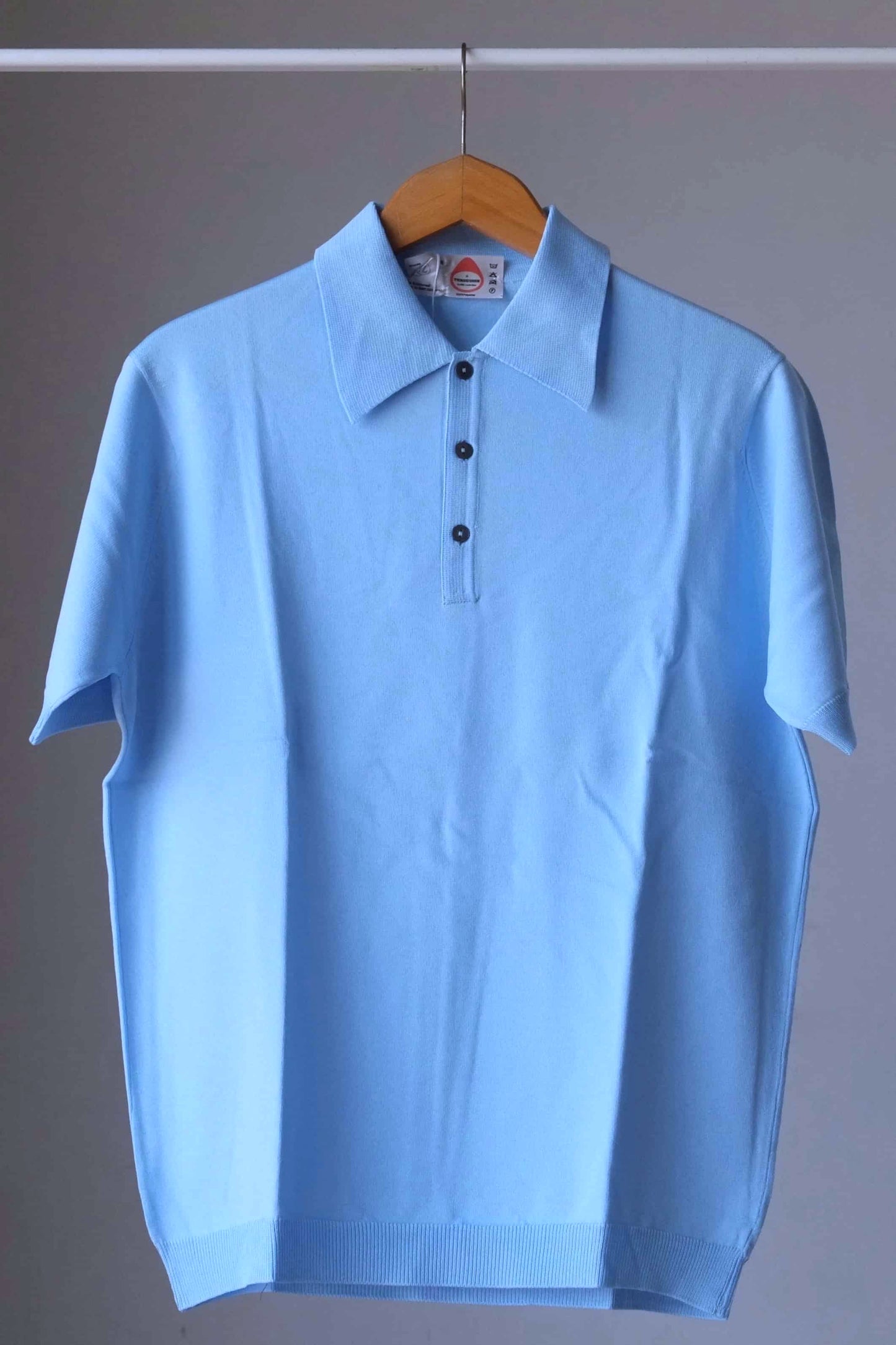Knitted 70's Polo Shirt blue