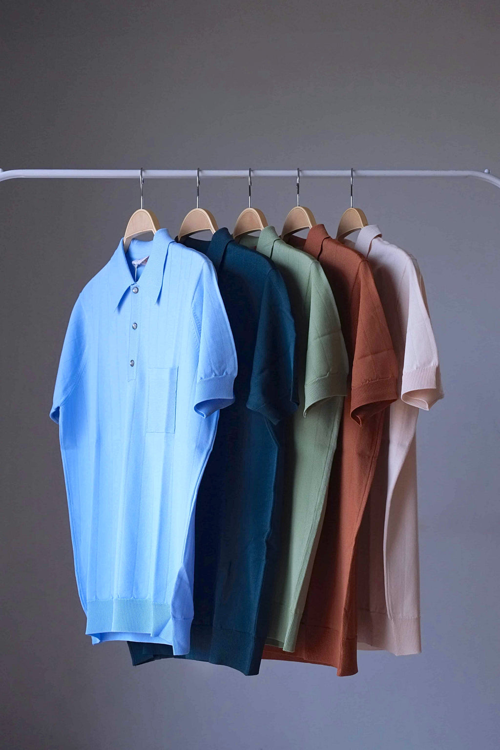 70's Knit Ribbed Polo Shirt