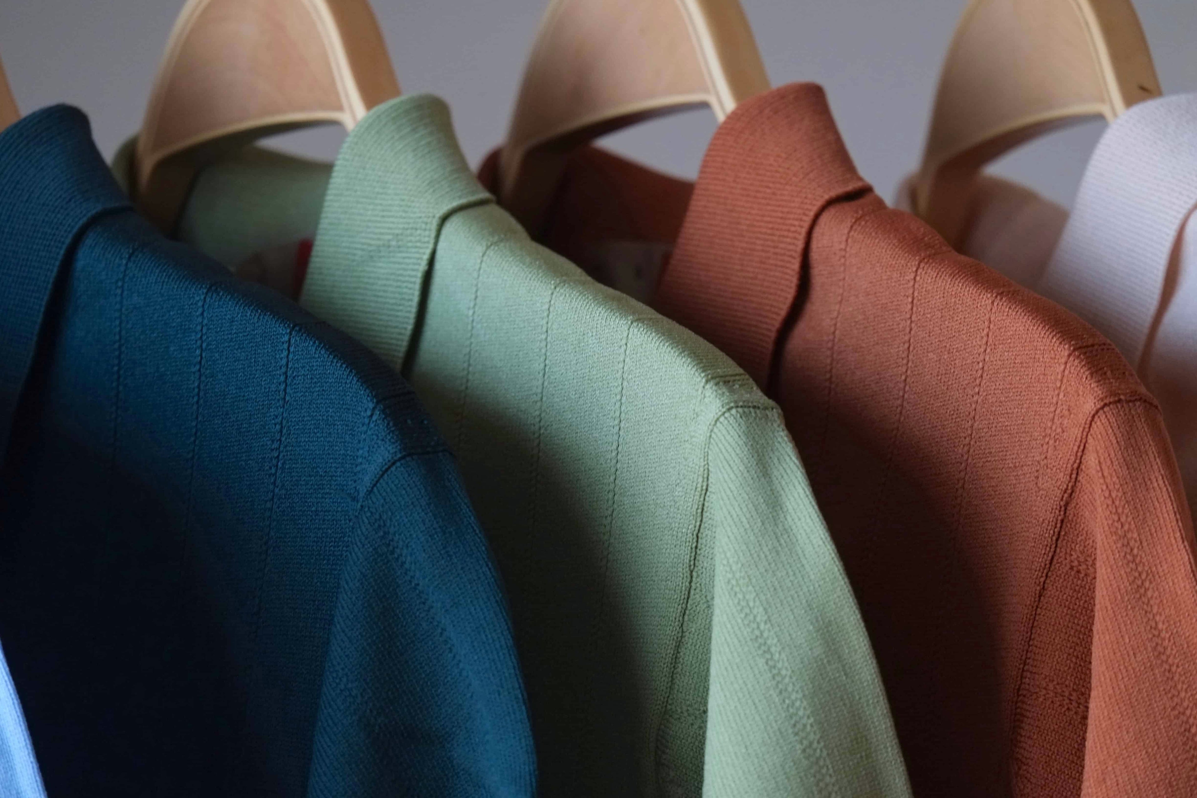 70's Knit Ribbed Polo Shirt CLOSE UP