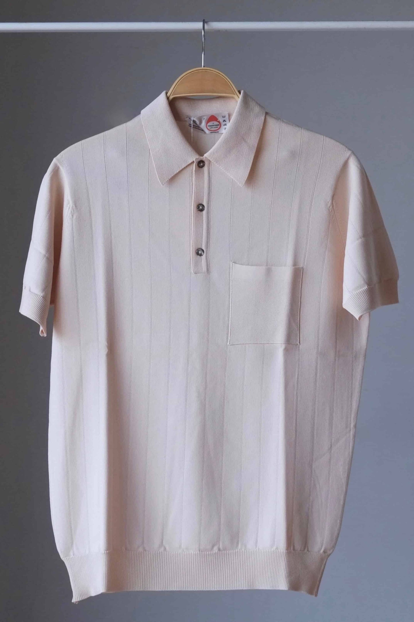 70's Knit Ribbed Polo Shirt CREAM