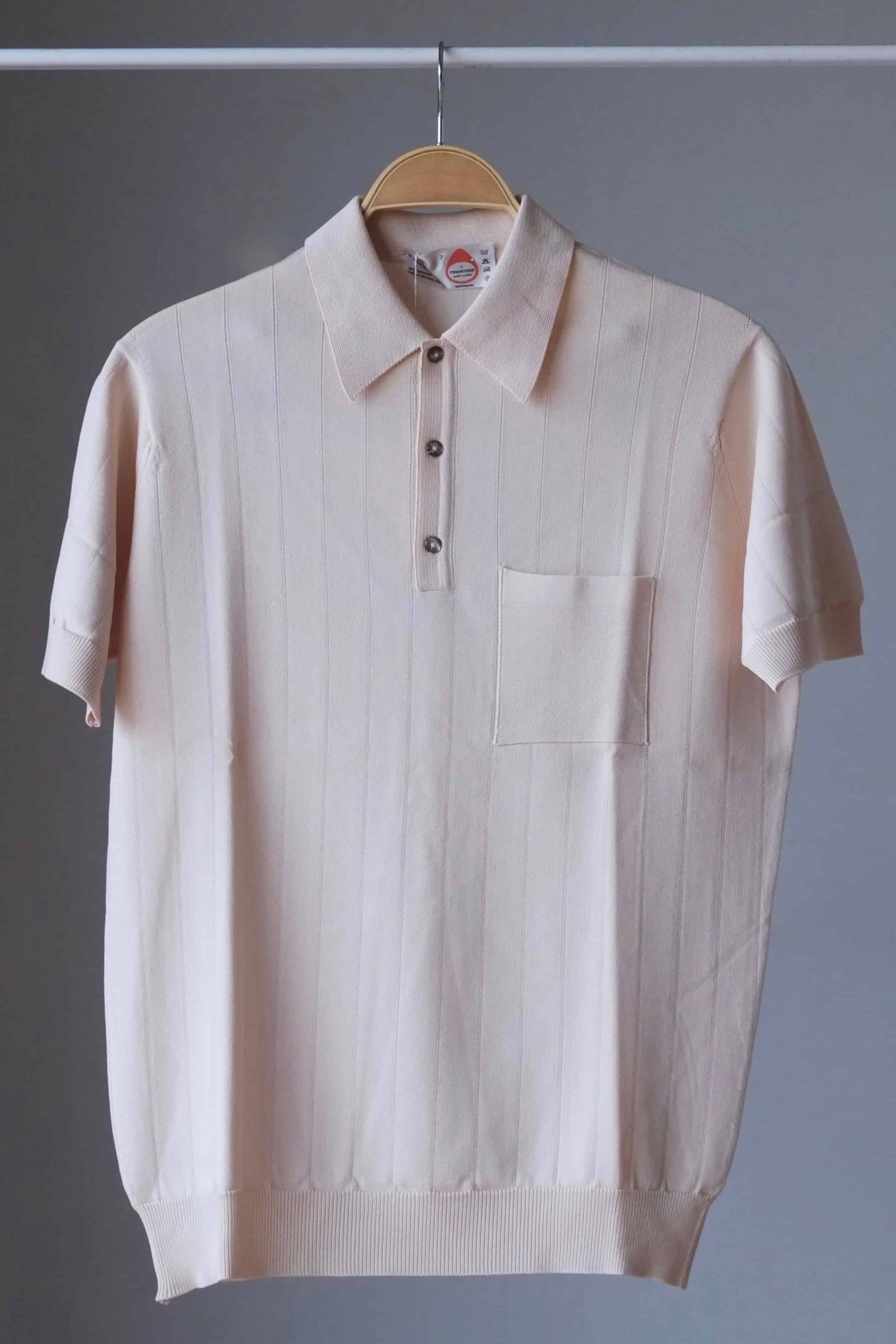 70's Knit Ribbed Polo Shirt CREAM