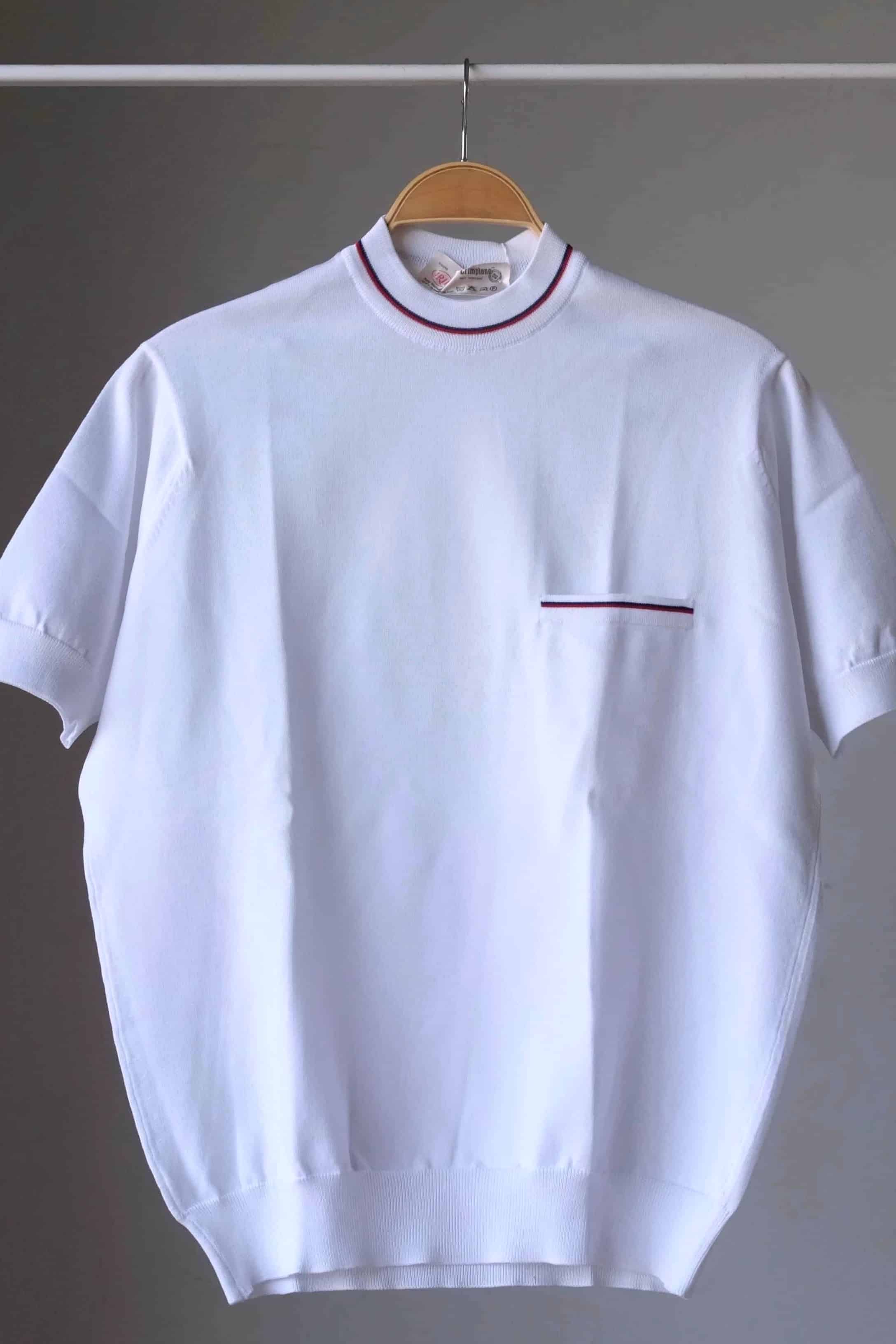 70's Crew Neck Knit Top white