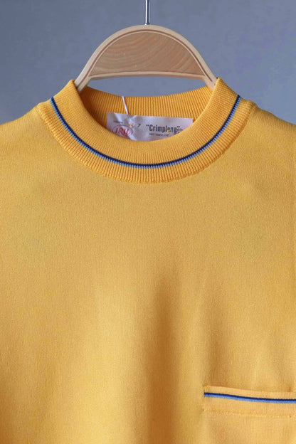 70's Crew Neck Knit Top yellow close up