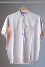 70's Buttoned Neck Top cream