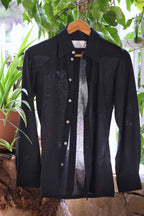 Vintage 70s pointy collar shirt black
