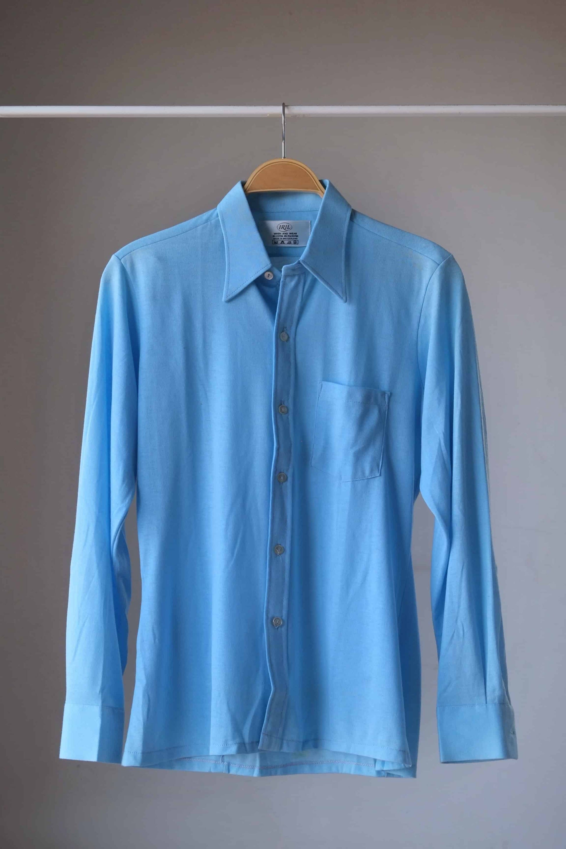 Vintage 70s pointy collar shirt blue