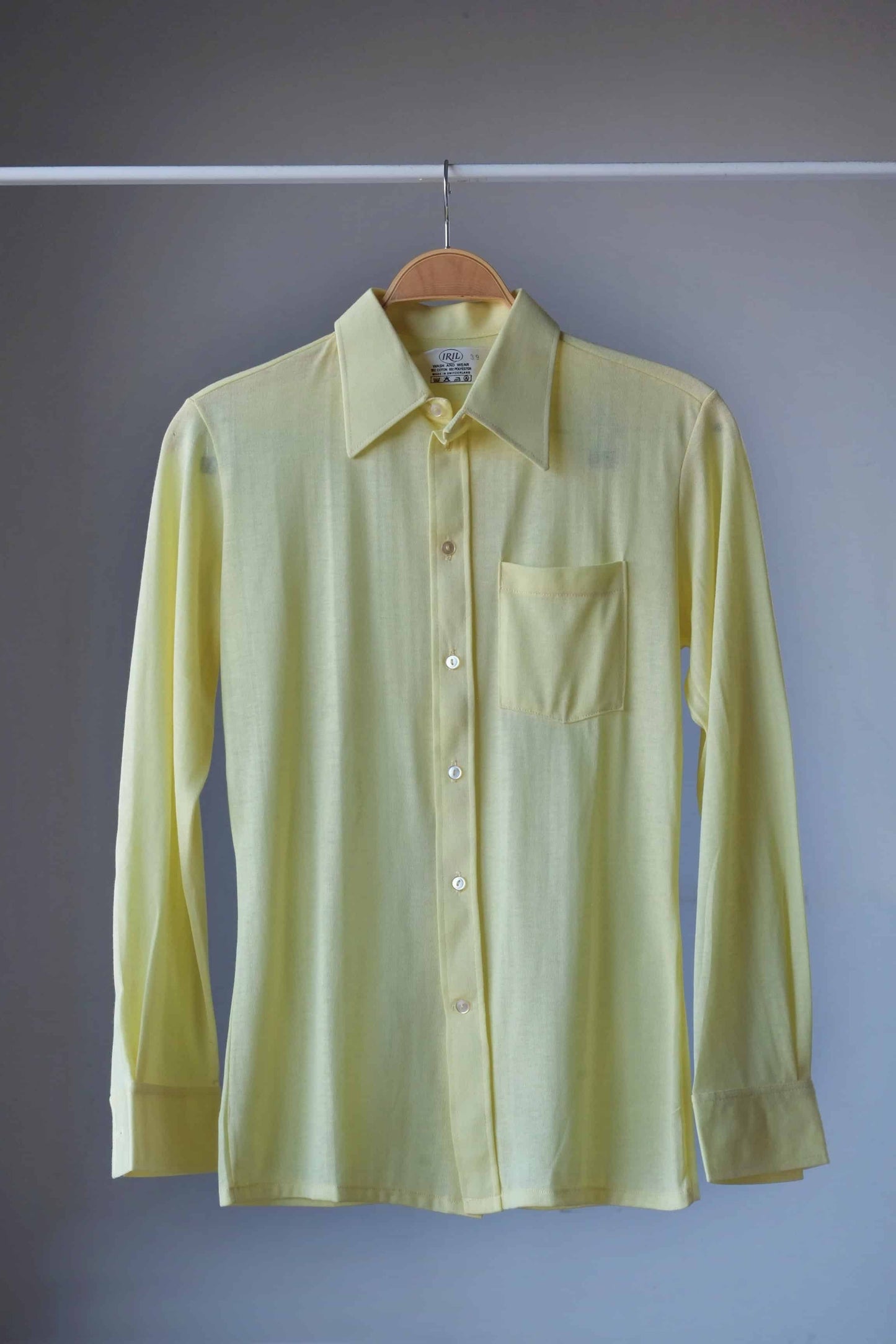 Vintage 70s pointy collar shirt yellow