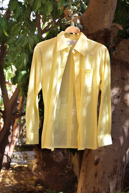 Vintage 70s pointy collar shirt yellow