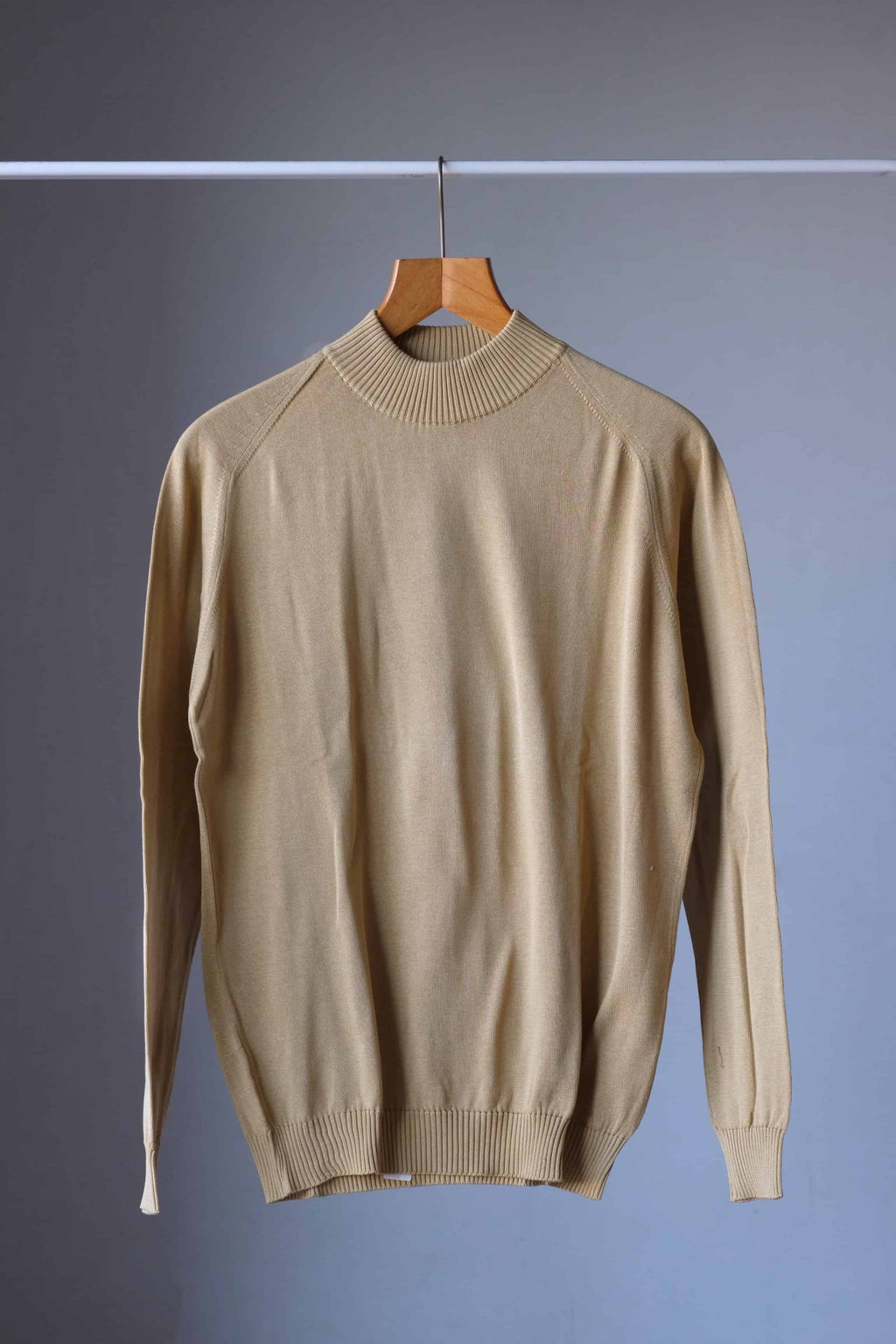 70's High Neck Men's Sweater sand