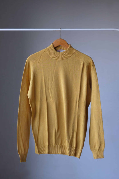 70's High Neck Men's Sweater mustard