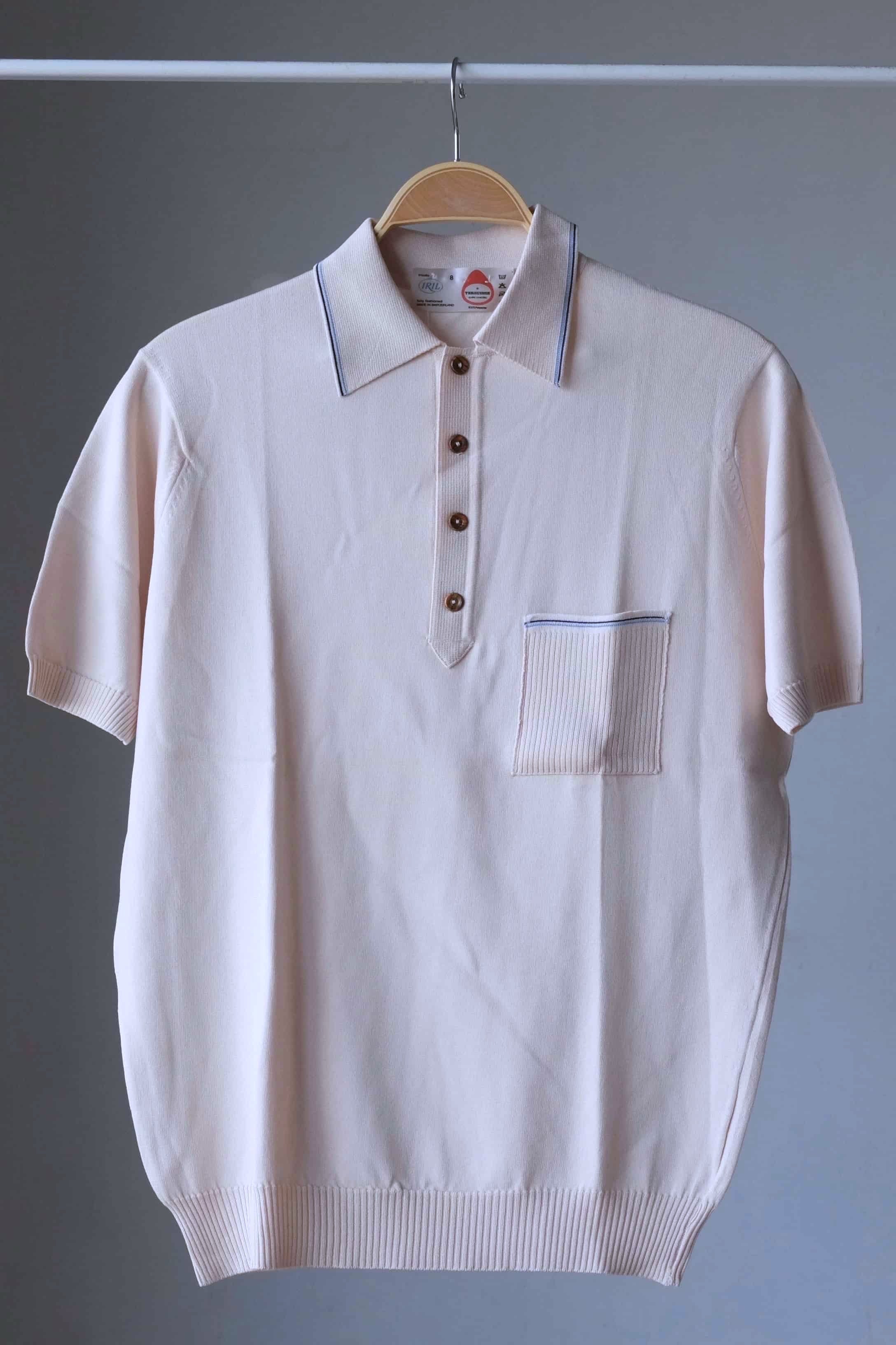 70's Knitted Striped Polo Shirt cream