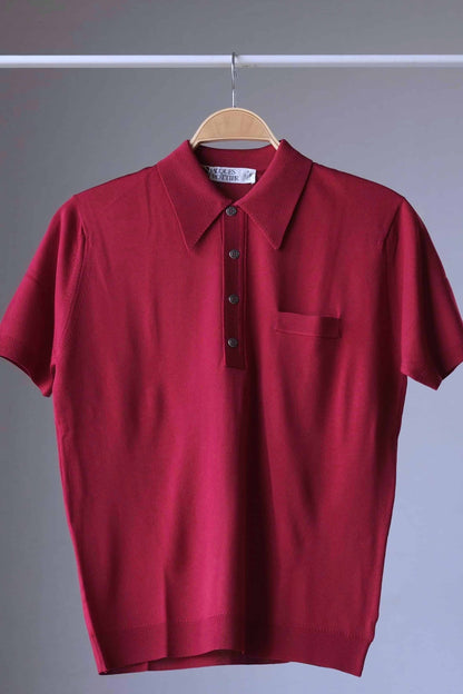  70's Knitted Women's Polo Top burgundy