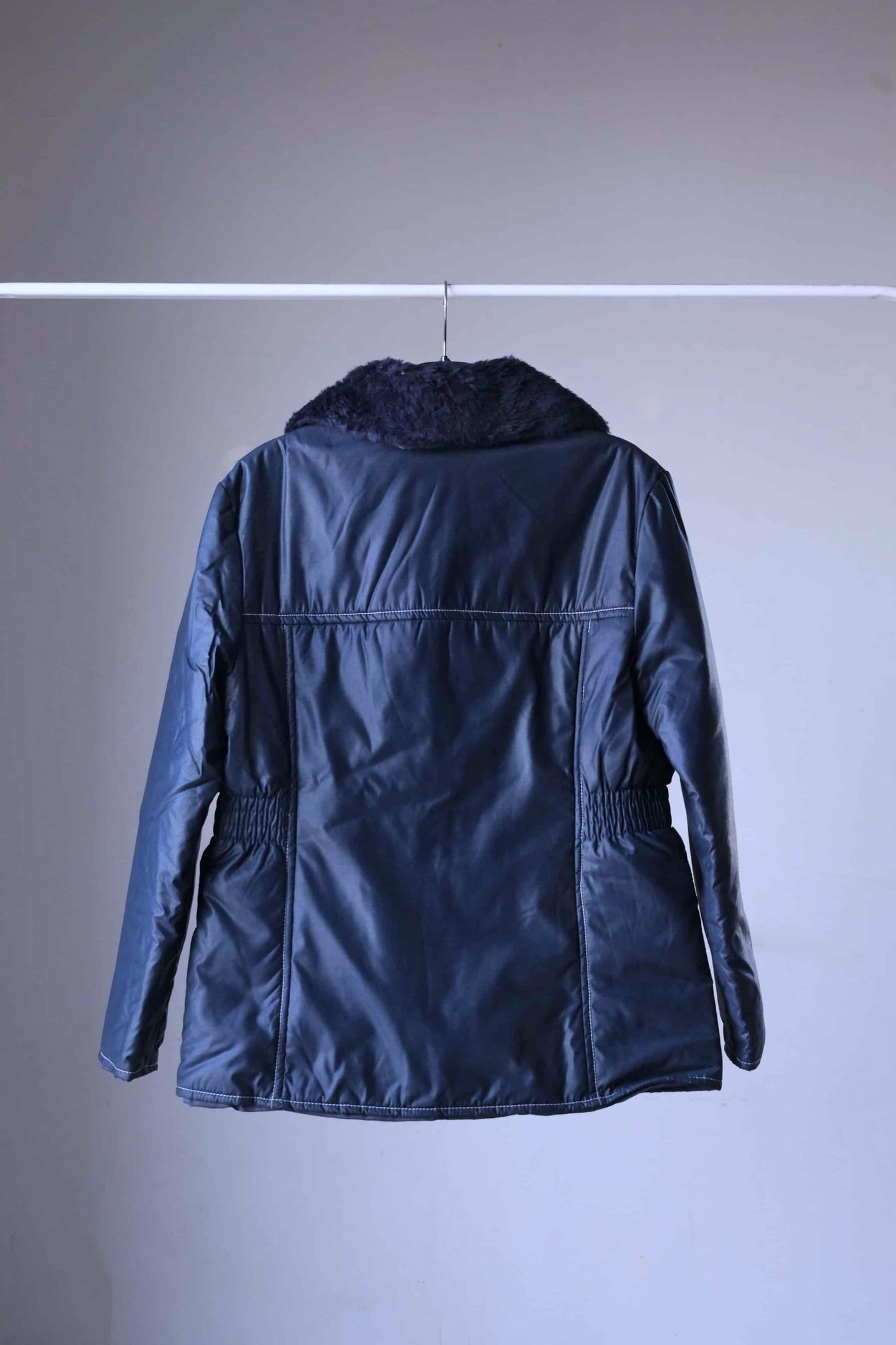 Back view of navy JEAN BOURGET 70's Retro Snow Jacket