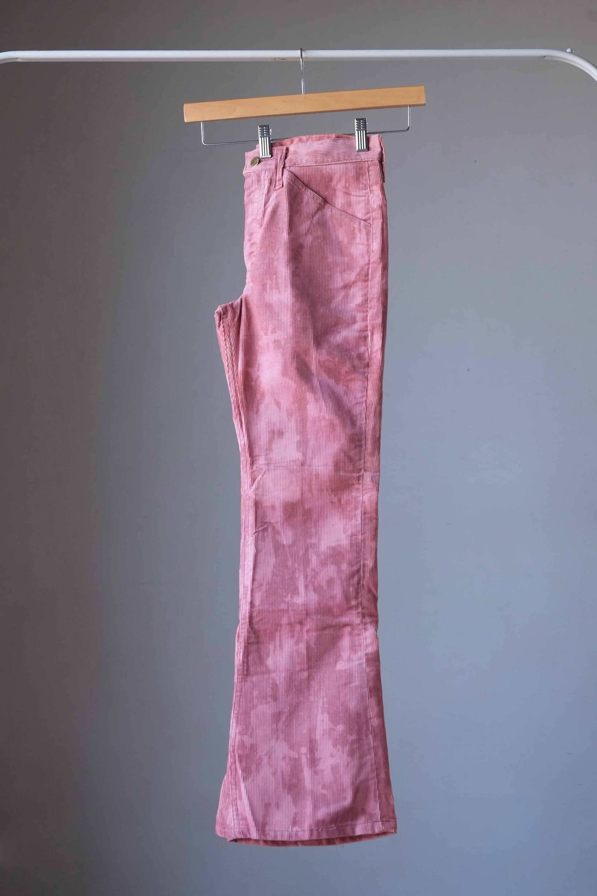 Vintage LEE Corduroy Tie-Dye 70's Bell Bottoms pink left side