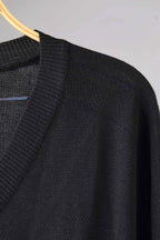 80's Black V-Neck Sweater closeup