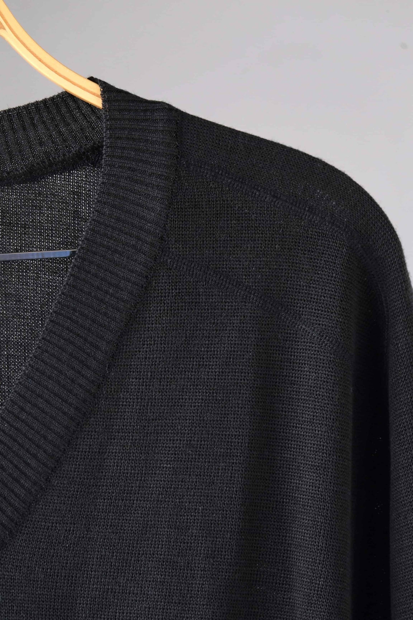 80's Black V-Neck Sweater closeup