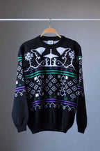 Vintage Mohair Jacquard 90's Sweater black green purple white