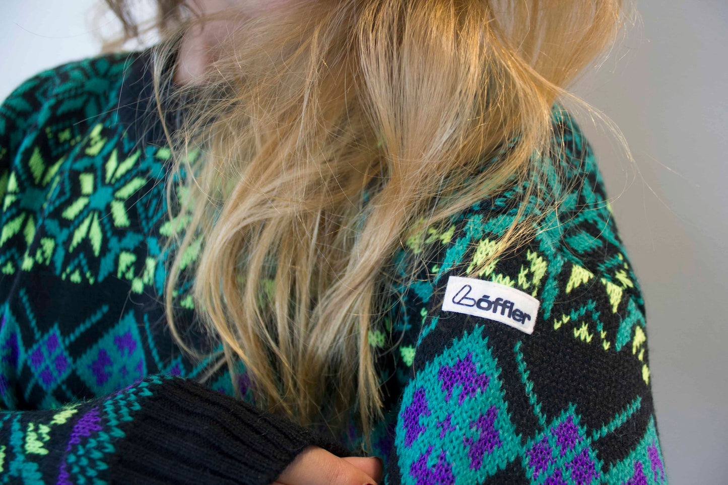 Vintage 90's Neon Pattern Sweater logo detail