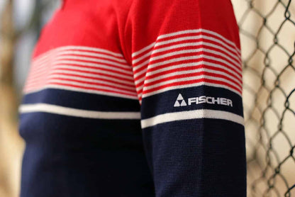 Vintage LÖFFLER Fischer 80's Sweater red navy logo on sleeve