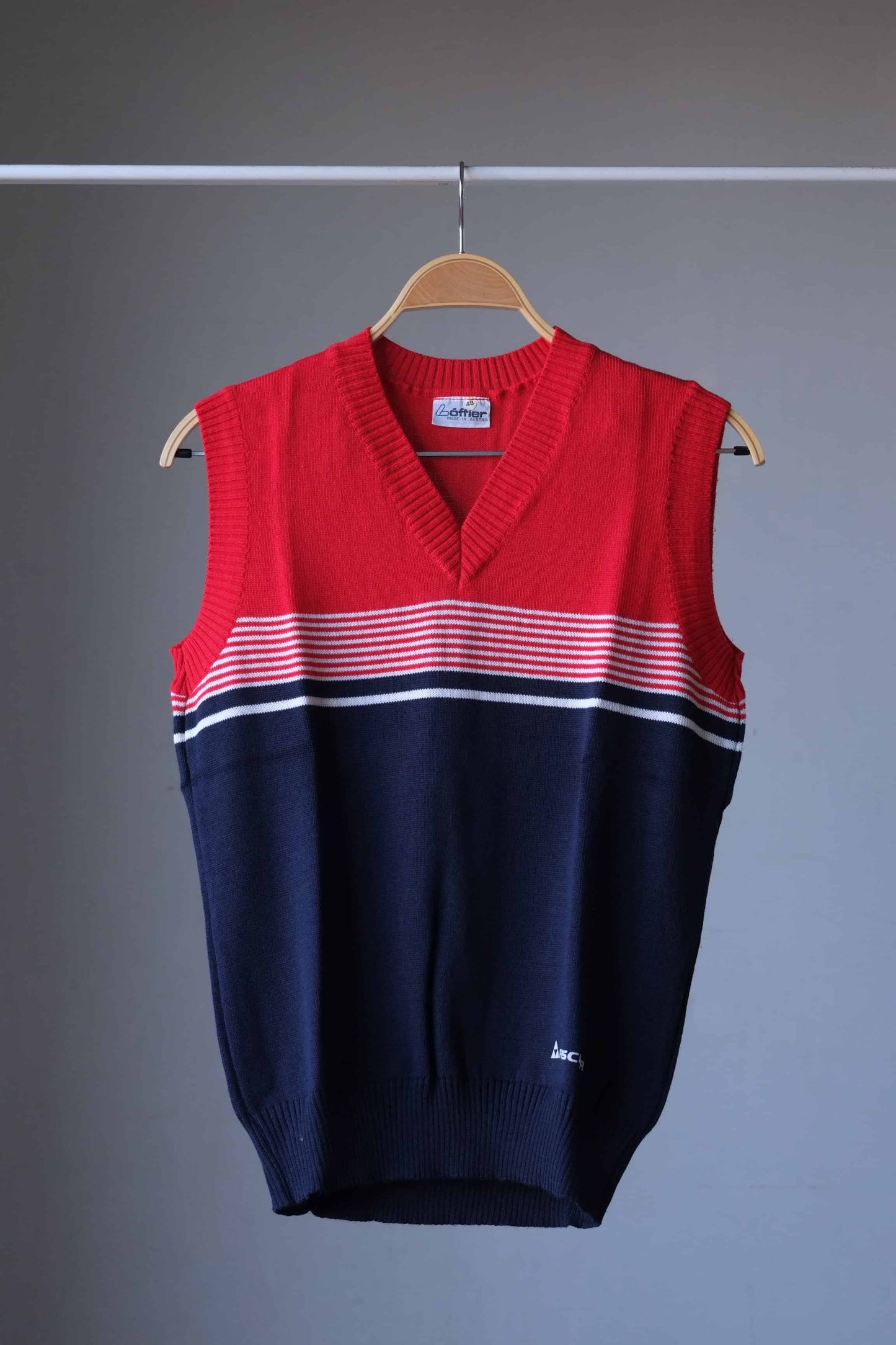 Vintage 80's Sweater Vest red navy