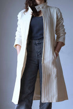 Vintage 70's White Quilted Coat on model