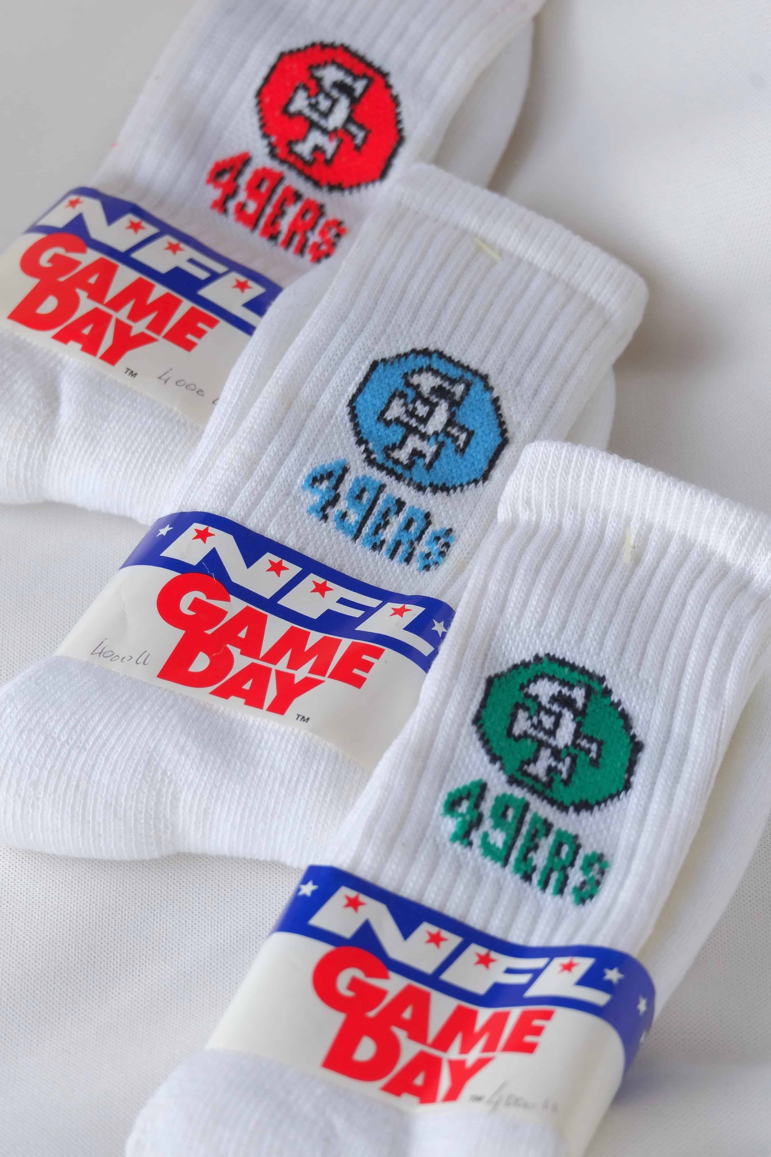 NFL Game Day 49ers Vintage Crew Socks close up