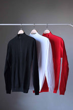 70's Zip Neck Men's Sweater red black and white