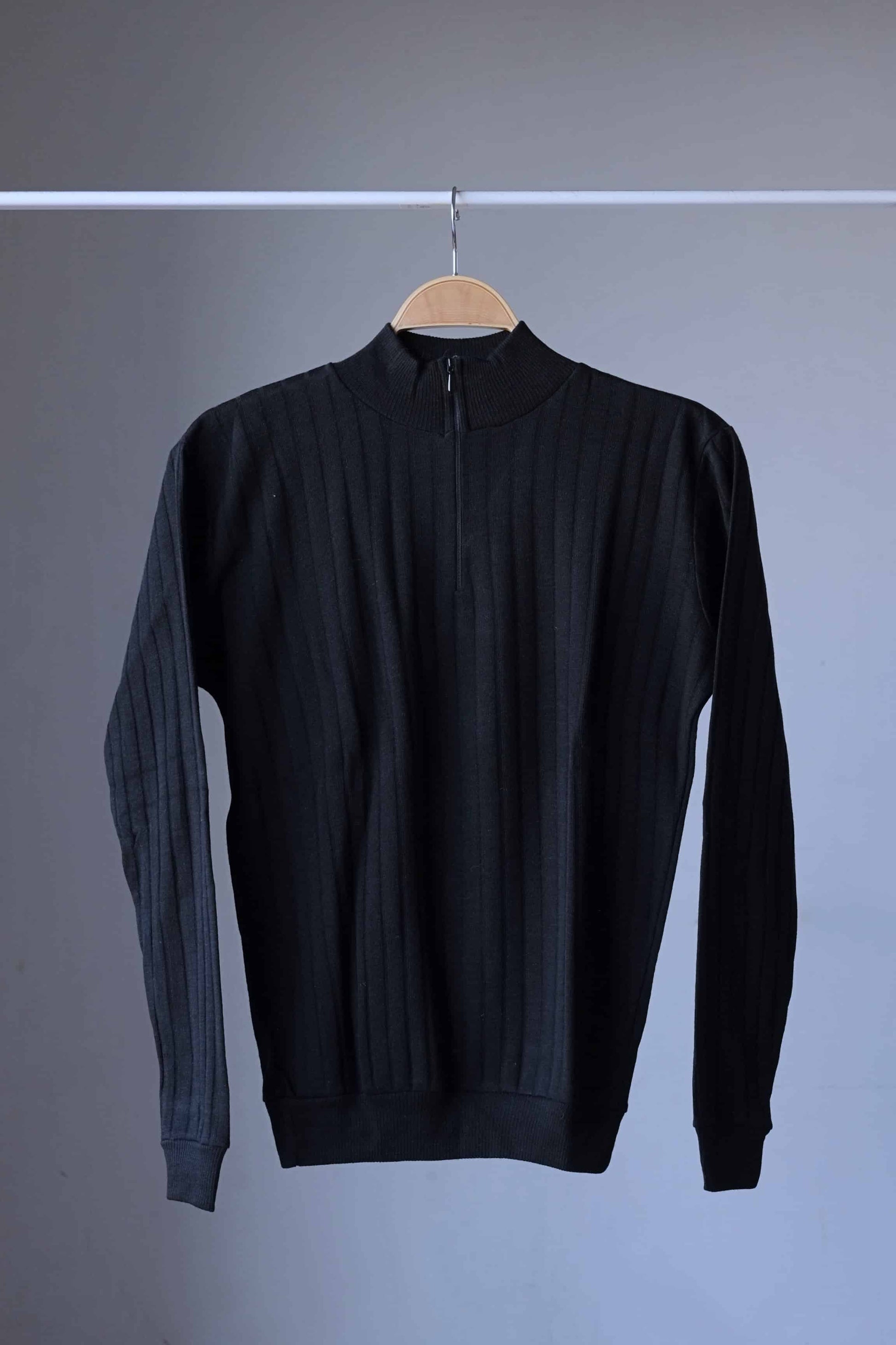 70's Zip Neck Men's Sweater black