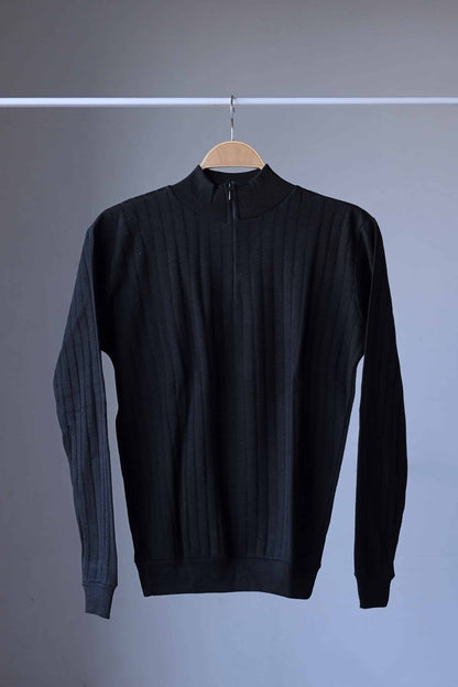 70's Zip Neck Men's Sweater black